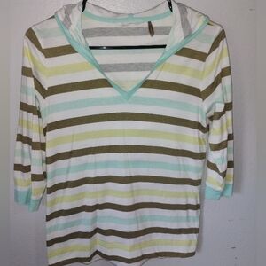 Tommy Bahama Striped Hooded Top in Mint, Olive & White